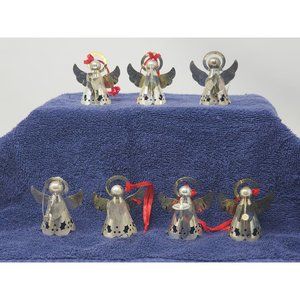 Vintage Silver Tone Angel Christmas Ornaments Musicians Set‎ of 7